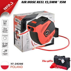 Dây hơi tự rút 12.5mm x 15m 2.0Mpa ren ngoài 1/4" Yato YT-24246 - Ba Lan