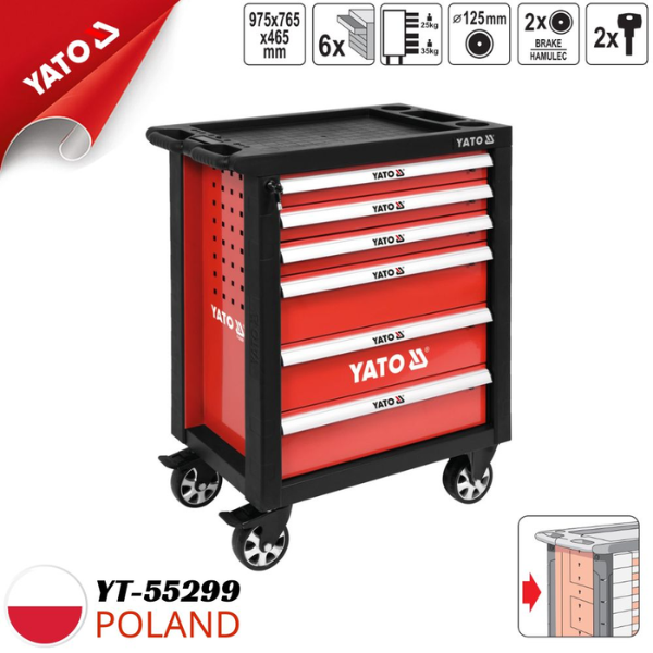 Tủ Đồ Nghề 6 Ngăn Cao Cấp Yato YT-55299 - Chính Hãng Ba Lan